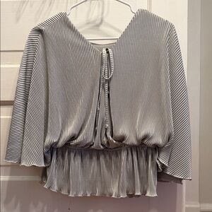 Elegant Gray Pleated Women's Top